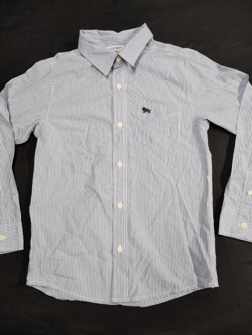 Old Navy Boys Light Blue and White Pinstripe Button-Up Shirt